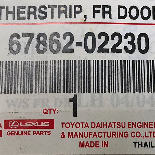 Toyota Axio NZE141 Weatherstrip Front Door (Left)